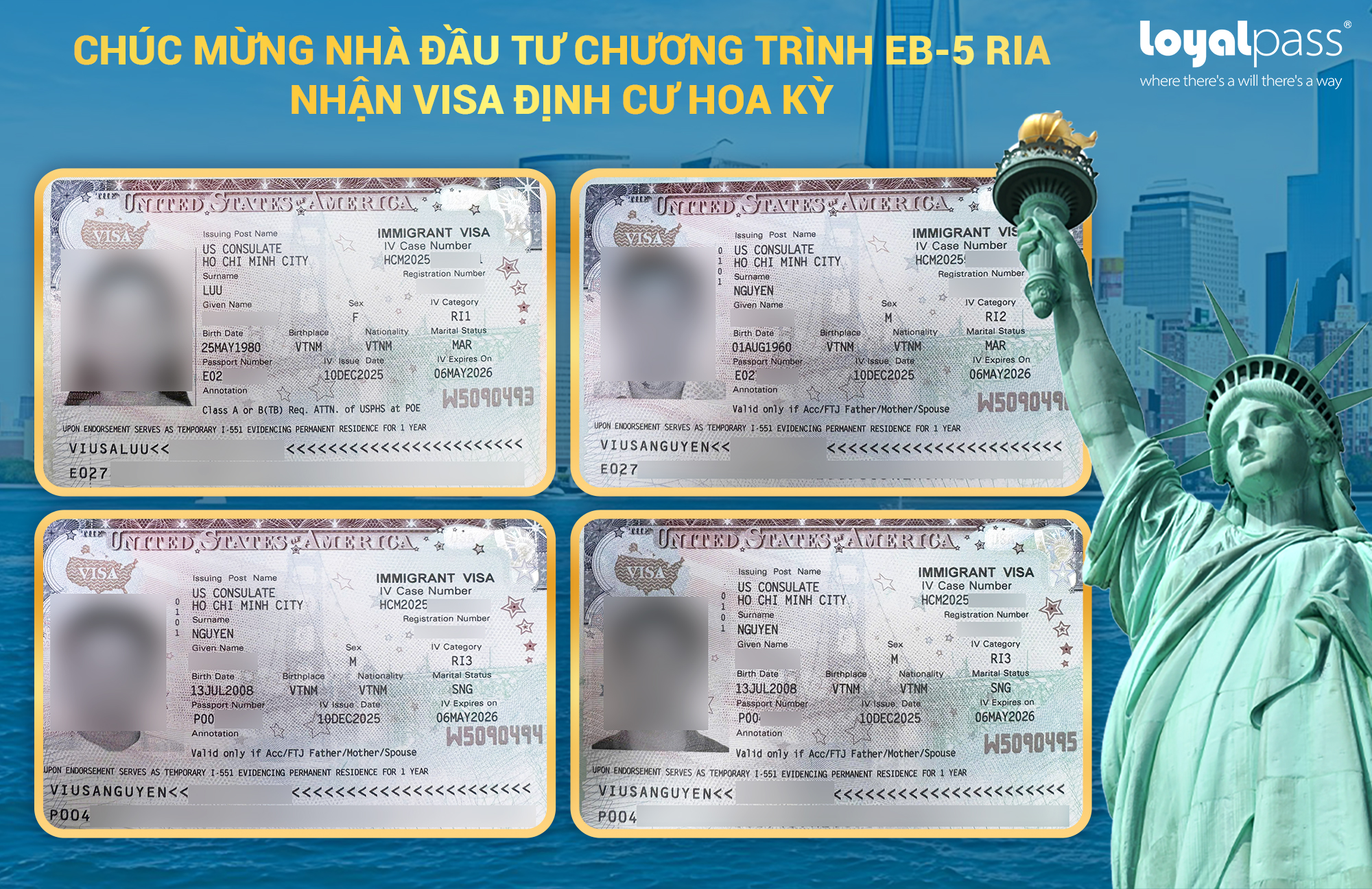 Chúc mừng Khách hàng Loyalpass & TTV Extell chính thức nhận Visa định cư Mỹ EB-5 sau gần 22 tháng nộp hồ sơ! 