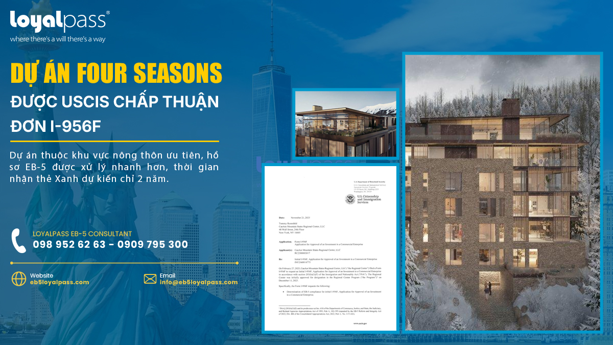 Dự án EB-5 Nông thôn Four Seasons được USCIS chấp thuận đơn I-956F